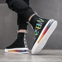stretch sock shoes mens high top summer new shoes mens breathable trendy casual all matching air cushion fashion shoes men