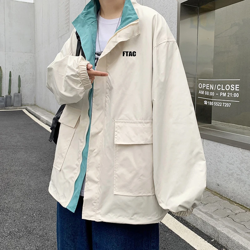 

New Spring and Autumn Ins Fashion Brand Double-Sided Jacket Men's Korean-Style Loose Youth Couple Wear Casual Workwear Jacket