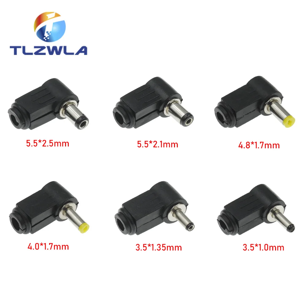 1PCS DC plug 90 degree elbow 5.5*2.1mm DC power plug wiring assembly 5.5*2.5mm welding wire type 4.8x1.7mm 4.0x1.7mm 3.5x1.35mm