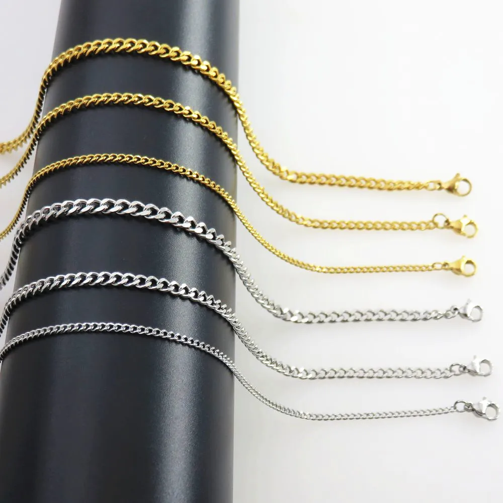 Золотистая блестящая цепочка из полированной нержавеющей стали с обеих сторон