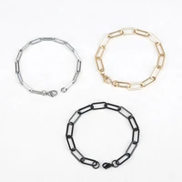 19cm new 304 stainless steel 7mm 6mm 4mm link cable chain bracelets black gold silver color oval jewelry for women men gifts
