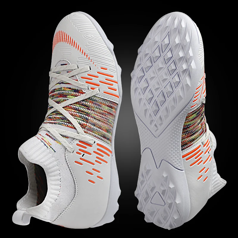 BINBINNIAO Football Shoes Men Futsal Flying Woven Breathable Football Boots Kids TF/FG Sneakers Soccer Cleats zapatos de futbol