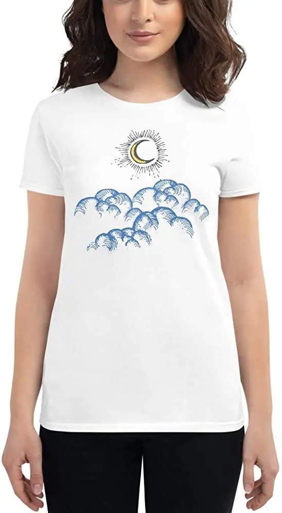 

Moon Over Clouds Tee Short Sleeve T-Shirt New Arrivals Harajuku T Shirts Summer 2020 Breathable All Cotton Tshirt