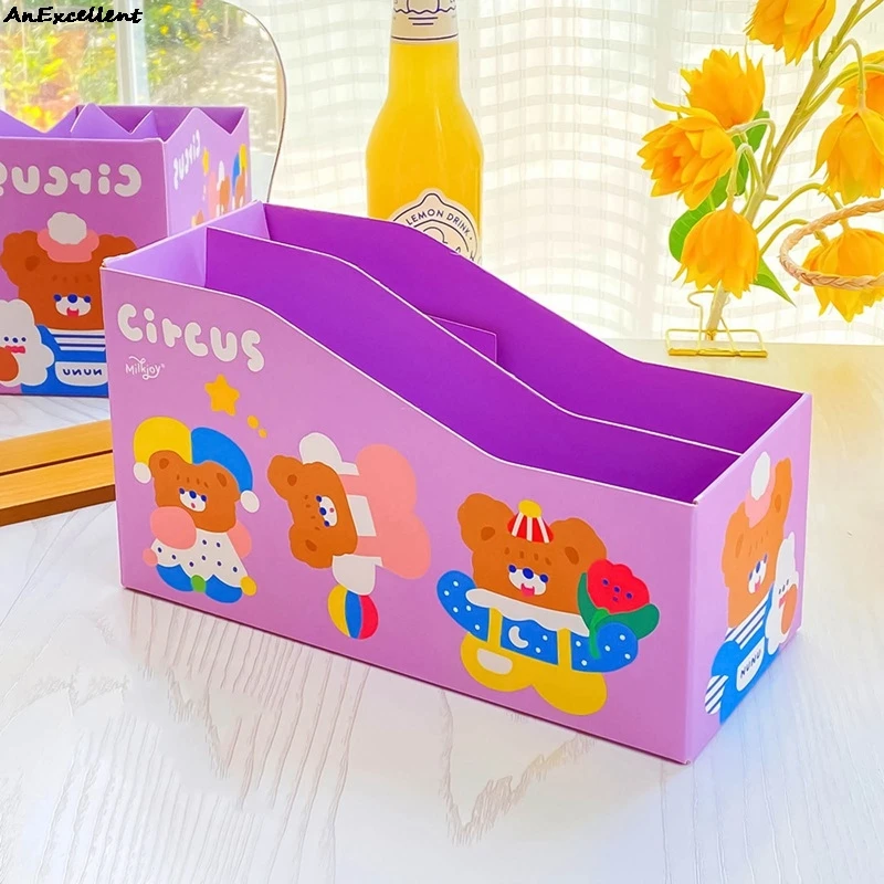 

Student Stationery Cute Cartoon Bookshelf Storage Shelve For Children Book Stand Holder Rack Desktop Storage Box File Basket