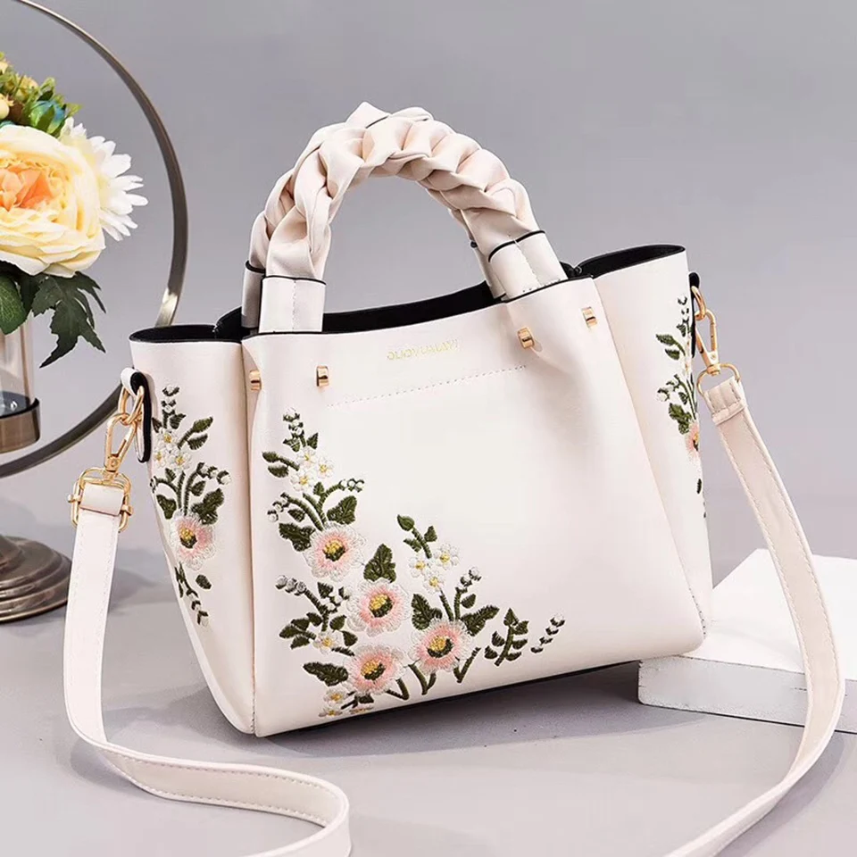 

Designer Handbags PU Leather Floral Small Ladies Hand bags Fashion Luxury Brand Shoulde Messenger Tote Bags For Women 2020 Sac