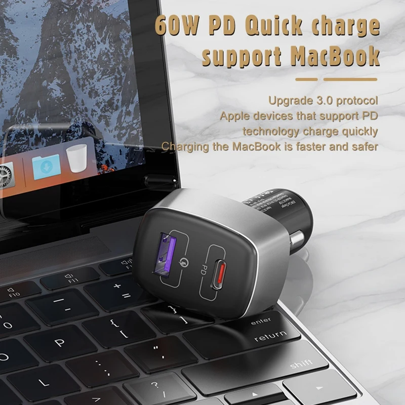 Автомобильное зарядное устройство с двумя USB-портами и QC 3 0 83 Вт |