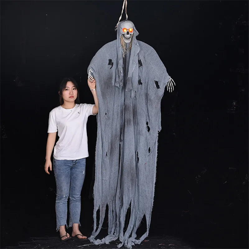 2 6 м Хэллоуин Висячие Ghost серая одежда Электрический Голосовое управление хитрый