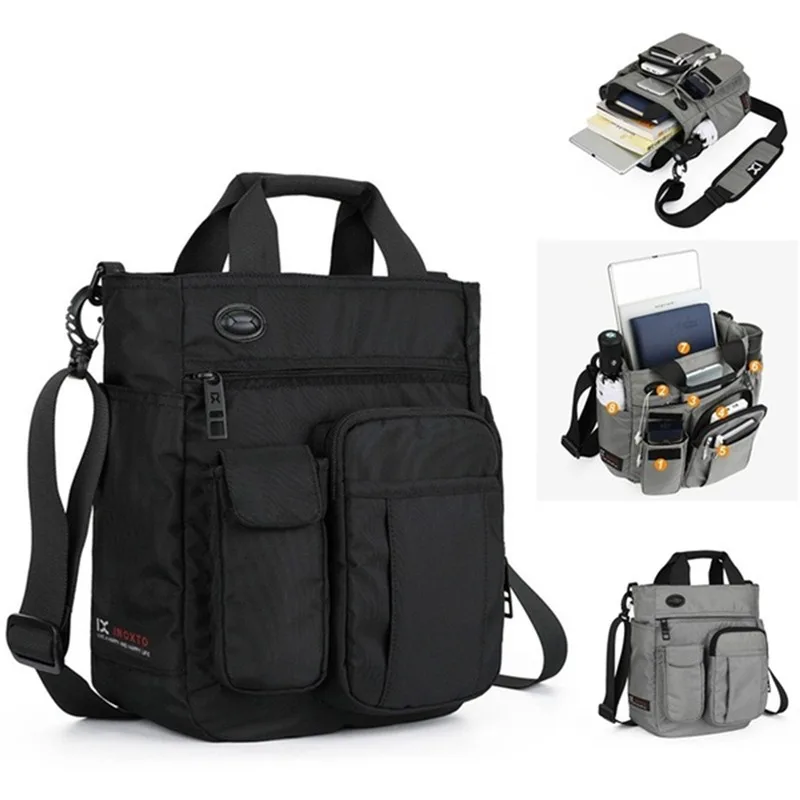 

Multi Function Men's Shoulder Messenger Bag With Headphone Hole Waterproof Travel Handbag Large Capacity Storage Bags