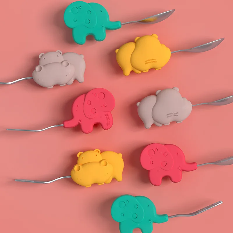 

Soft Spoon Fork for Baby Feeding Baby Tableware Set Utensil Stainless Steel Toddler Dinnerware