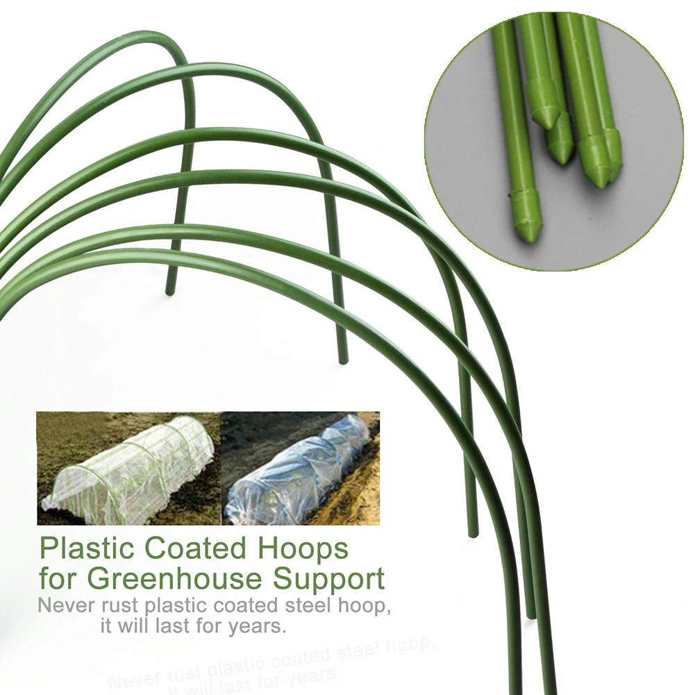 

Garden Plant Hoop 4ft Long with Plastic Coated Rust-Free Grow Tunnel Hoops Greenhouse Hoops for Garden Stakes Fabric