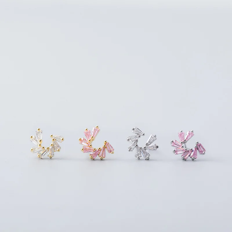 18k золотые серьги-гвоздики с кристаллами и цирконием для женщин 925 пробы