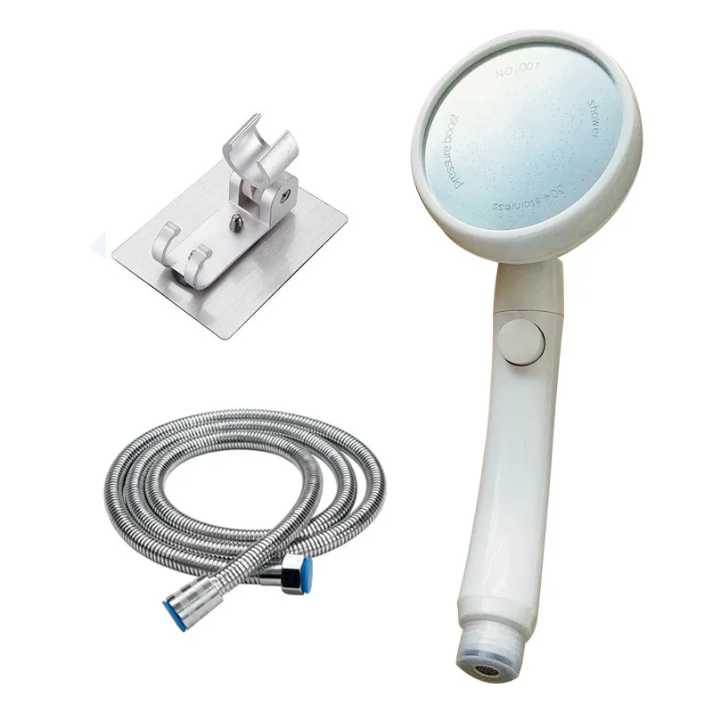 shower set ZhangJi большая панель высокого давления вращающаяся на 360 ° душевая головка кнопка остановки душевая головка ручная Съемная водосберегающая душевая головка - Цвет: shower set