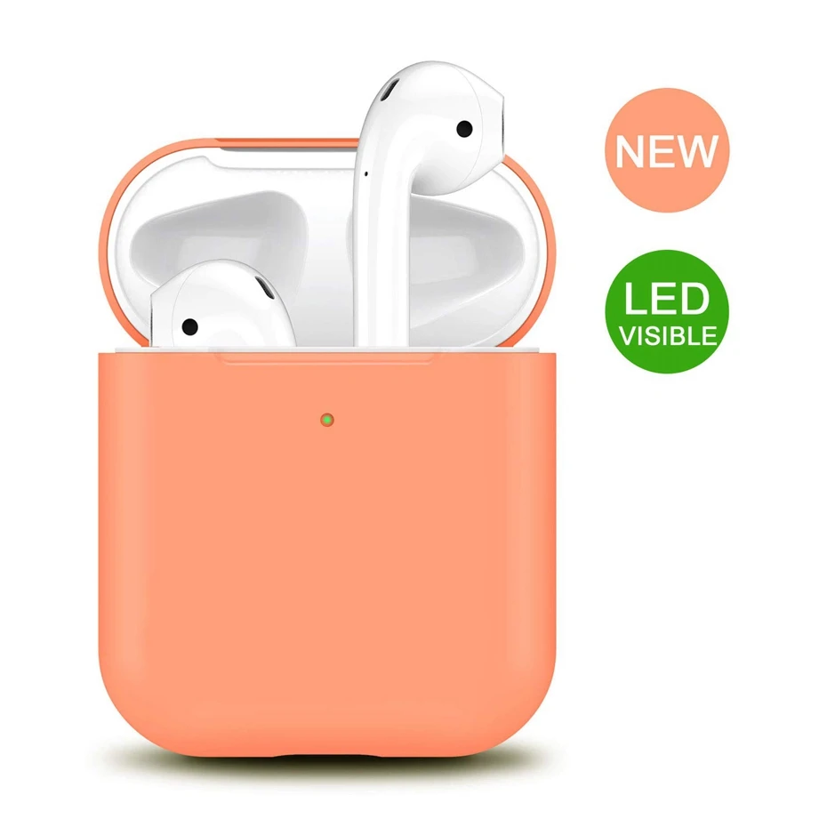Orange Силиконовый чехол для AirPods 2 Чехол для зарядки наушников чехол для Apple AirPods Air Pod 1 2 Bluetooth коробка гарнитура защитный чехол - Цвет: Orange