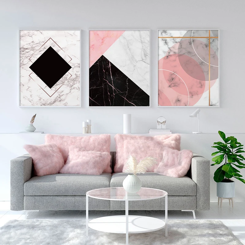 

Nordic Abstract Geometric Marble Texture Golden Canvas Poster Print Wall Art Pictures Wall Paintings For Living Room Home Decor
