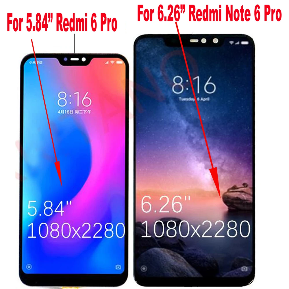 Оригинальный ЖК дисплей для Xiaomi Redmi 6 Pro / Mi A2 Lite MiA2 Note сенсорный экран дигитайзер