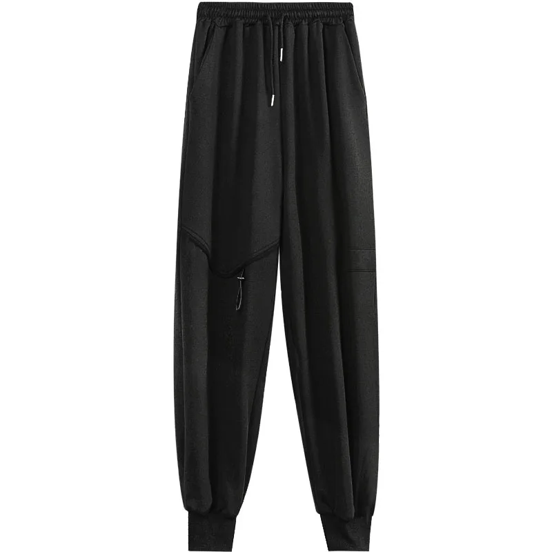

White Ankle-Tied Casual Sports Pants Female Autumn New High Waist All-Matching Wide-Leg Harem Cropped Sweatpants