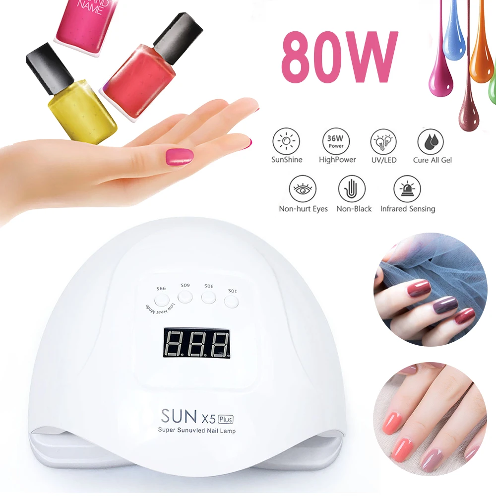 SUNX5 Max светодиодная УФ-лампа для ногтей 80 Вт Сушилка гель глазури солнечного света