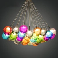 modern led color glass ball creative chandelier g4 96 265v restaurant living room ceiling chandelier indoor lighting