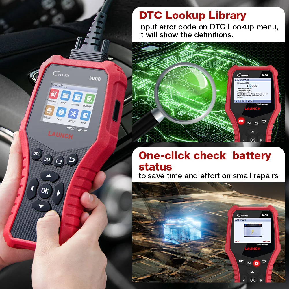 Диагностический сканер OBD2 LAUNCH X431 CR3008 устройство для чтения кодов OBDII PK CR3001 KW850 -