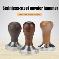 1pcs espresso tamper stainless steel flat base with wood handle coffee powder bean press hammer coffee accessories