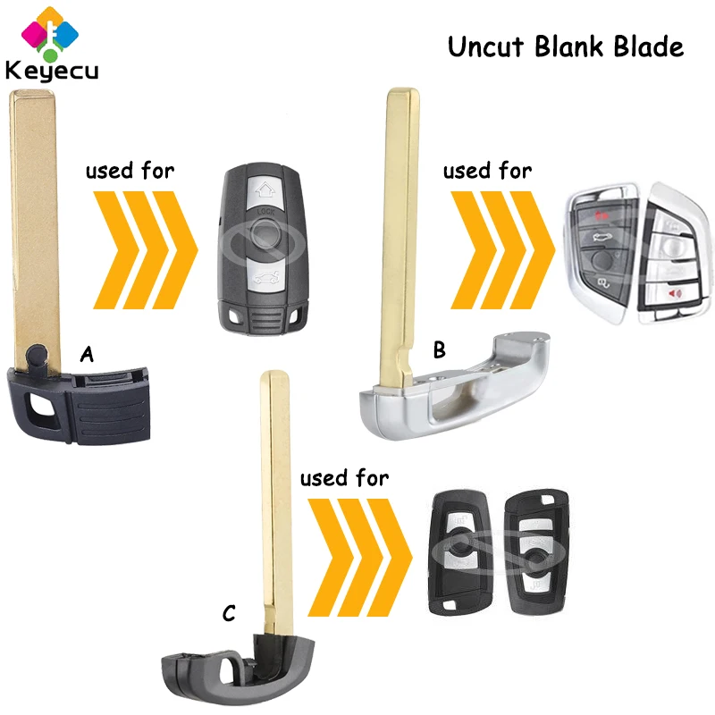 Лезвие для автомобильного ключа KEYECU неразрезанное аварийный вставной BMW E60 E61 E70 E90