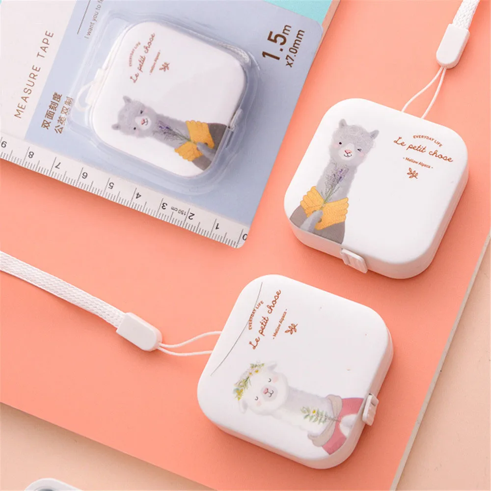 

1pc Cute Sheep Pattern Retractable Soft Leather Ruler Portable Kawaii Stationery Sewing Tools Measuring Supplies