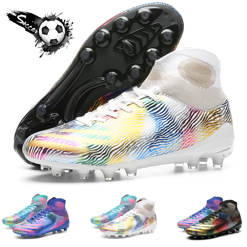 Мужские футбольные туфли для взрослых и детей FG/TF Нескользящие высокие