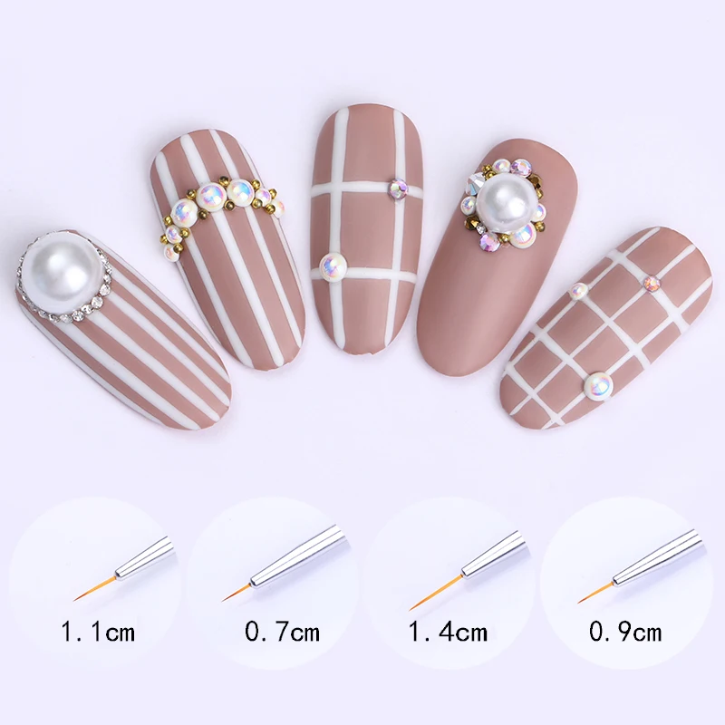 4 шт./компл. смешанный размер акриловая кисть для ногтей лайнер рисования линий