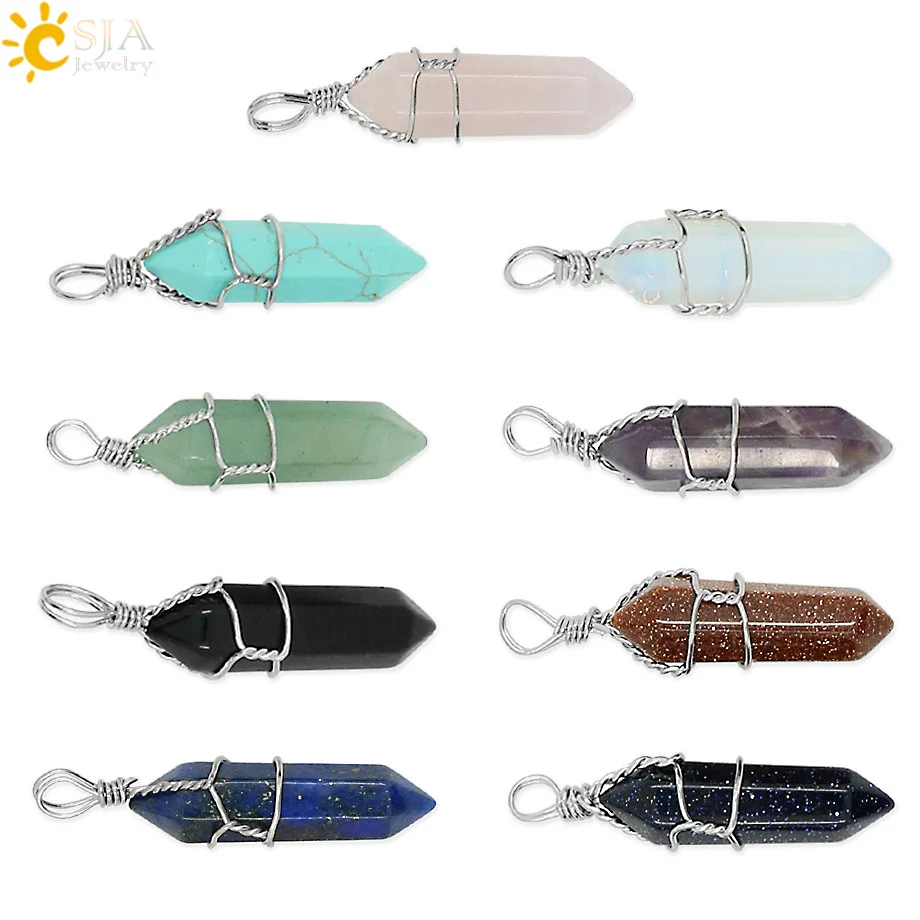 CSJA подвески из натурального шестиугольника черный оникс розовая роза