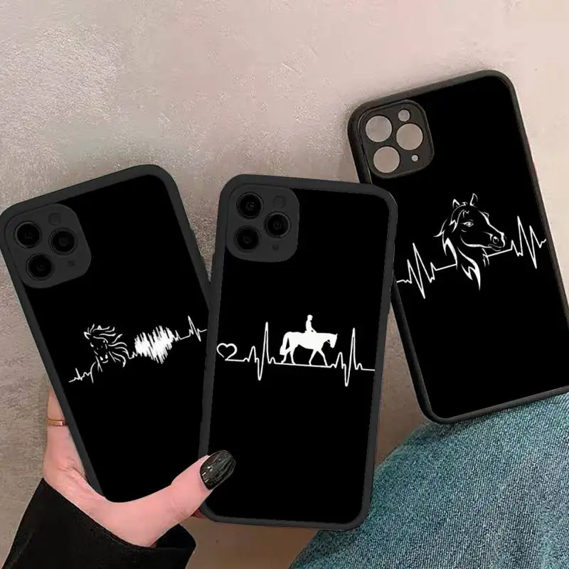 

Horse Pony Horse Heartbeat Phone Case matte transparent black For iPhone 7 8 x xs xr 11 12 pro plus mini max Clear Funda