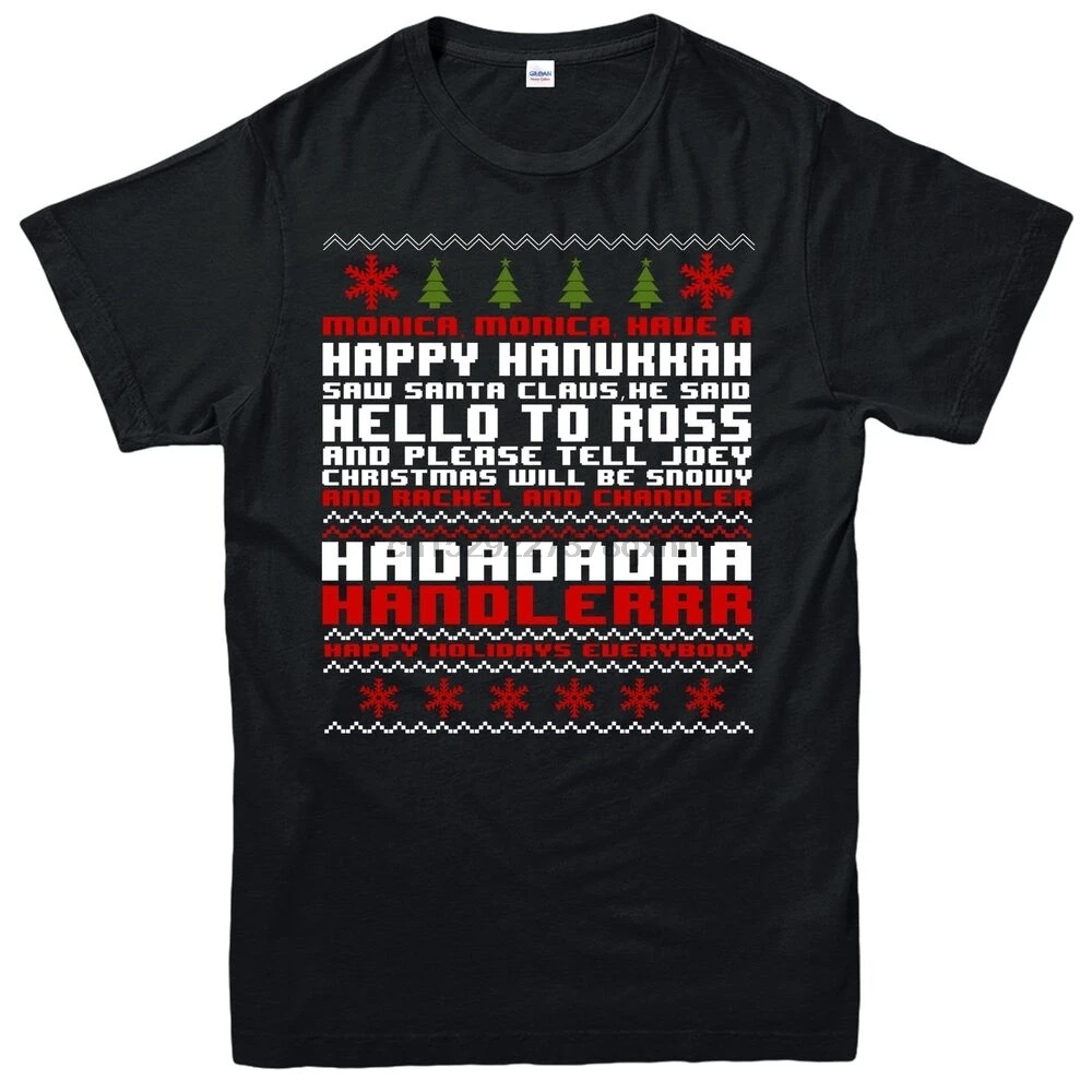 Christmas T-Shirt Friends Monica Geller Happy Hanukkah Festive Gift Tee Top |
