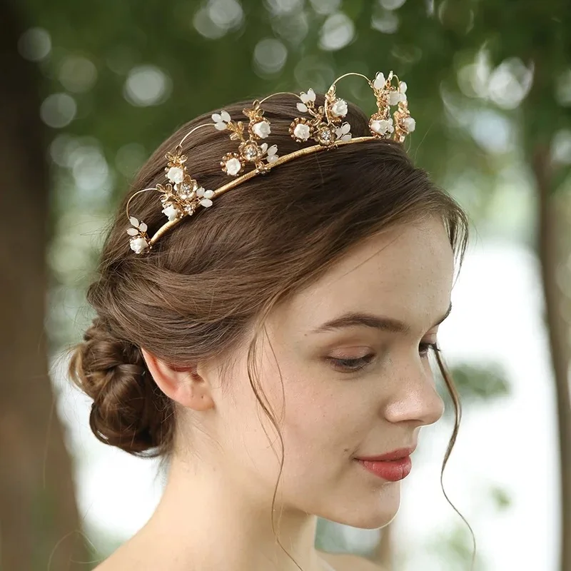 Изысканная Тиара для невесты Цветочная повязка на голову свадебная корона