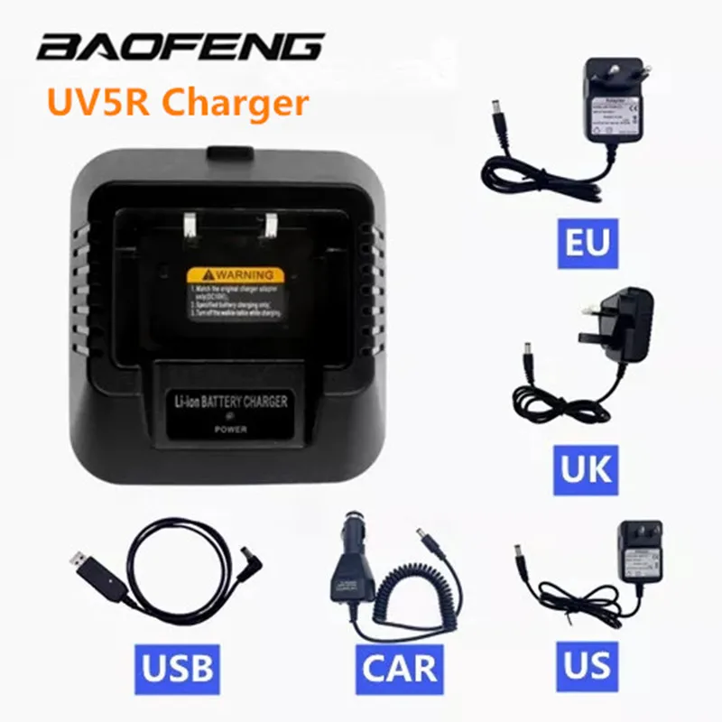 

Baofeng UV-5R EU/US/UK/USB/Car Battery Charger for Baofeng UV-5R DM-5R Plus Portable Walkie Talkie UV 5R UV10R Two Way Radio