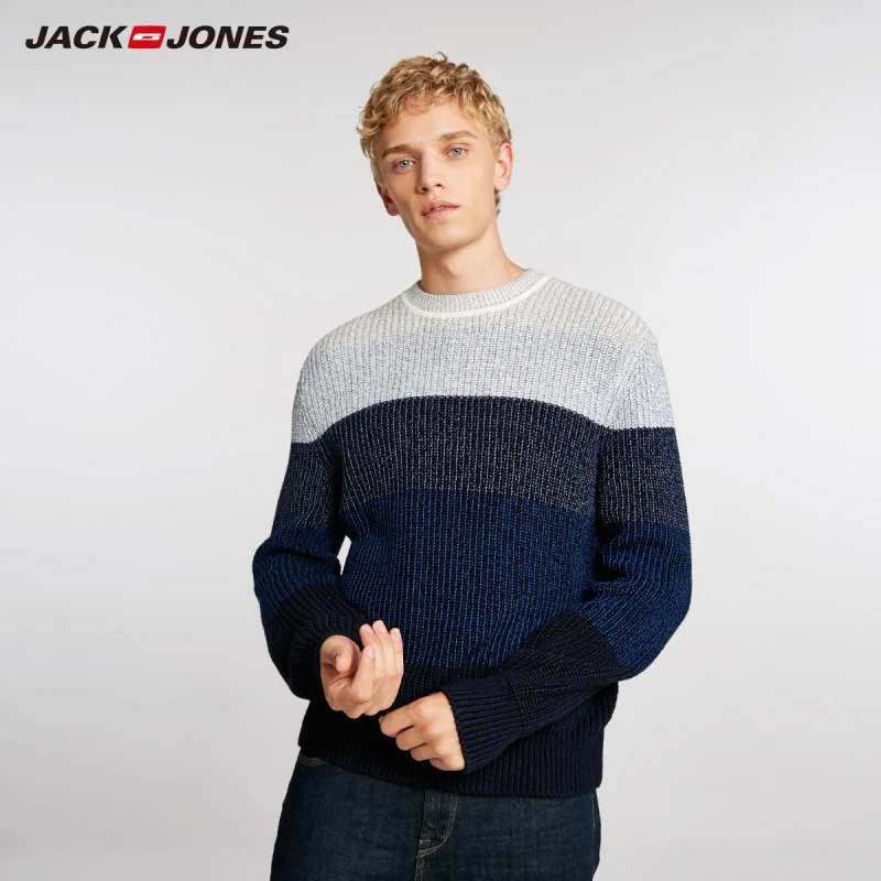 Мужской базовый свитер JackJones цветной с круглым вырезом и прострочкой 218425504 |