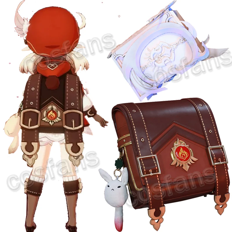 Genshin-Bolso de hombro con diseño de impacto para niños, mochila de hombro de felpa para Cosplay, llavero, accesorios para Halloween, Klee