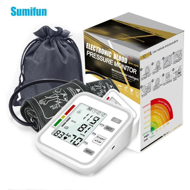 

Портативный домашний сфигмоманометр, тонометр для измерения артериального давления, пульса, пульса, цифровой автоматический тонометр, гип...