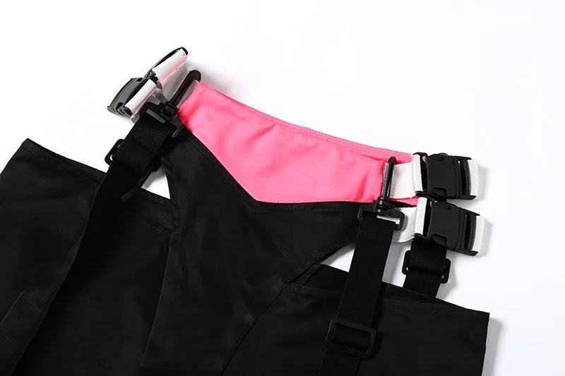 Женские брюки-карго Харадзюку с вырезами, лоскутные брюки Pantalones Mujer, уличная одежда для бега, хиппи с подвязками