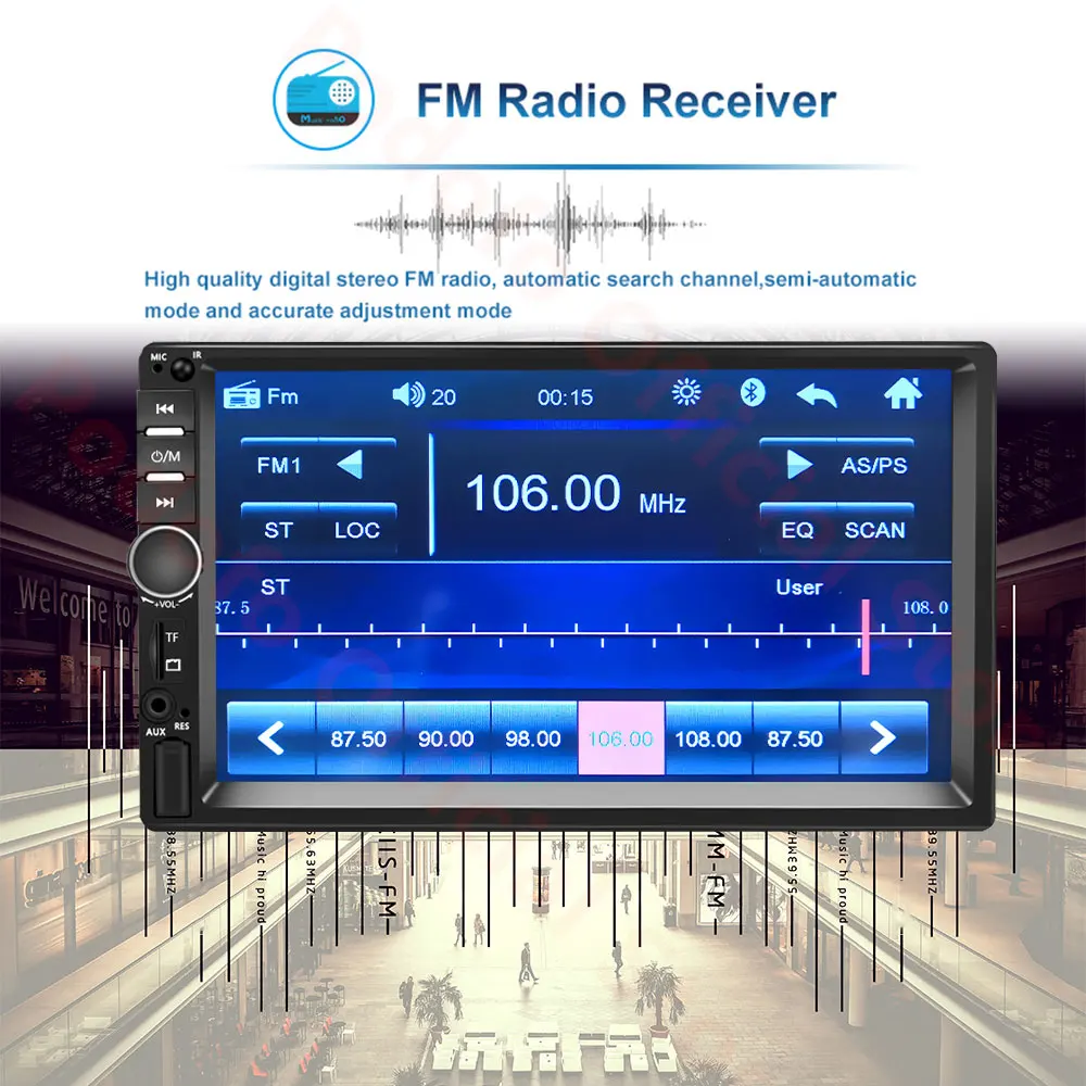 Автомагнитола Podofo 2 Din стерео система с 7 &quotсенсорным экраном Bluetooth FM радио MP5 USB