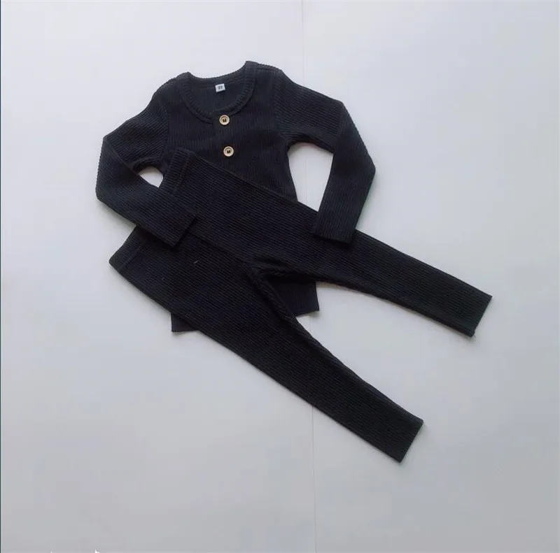 Детская одежда для мальчиков и девочек ребристый комплект с длинным рукавом