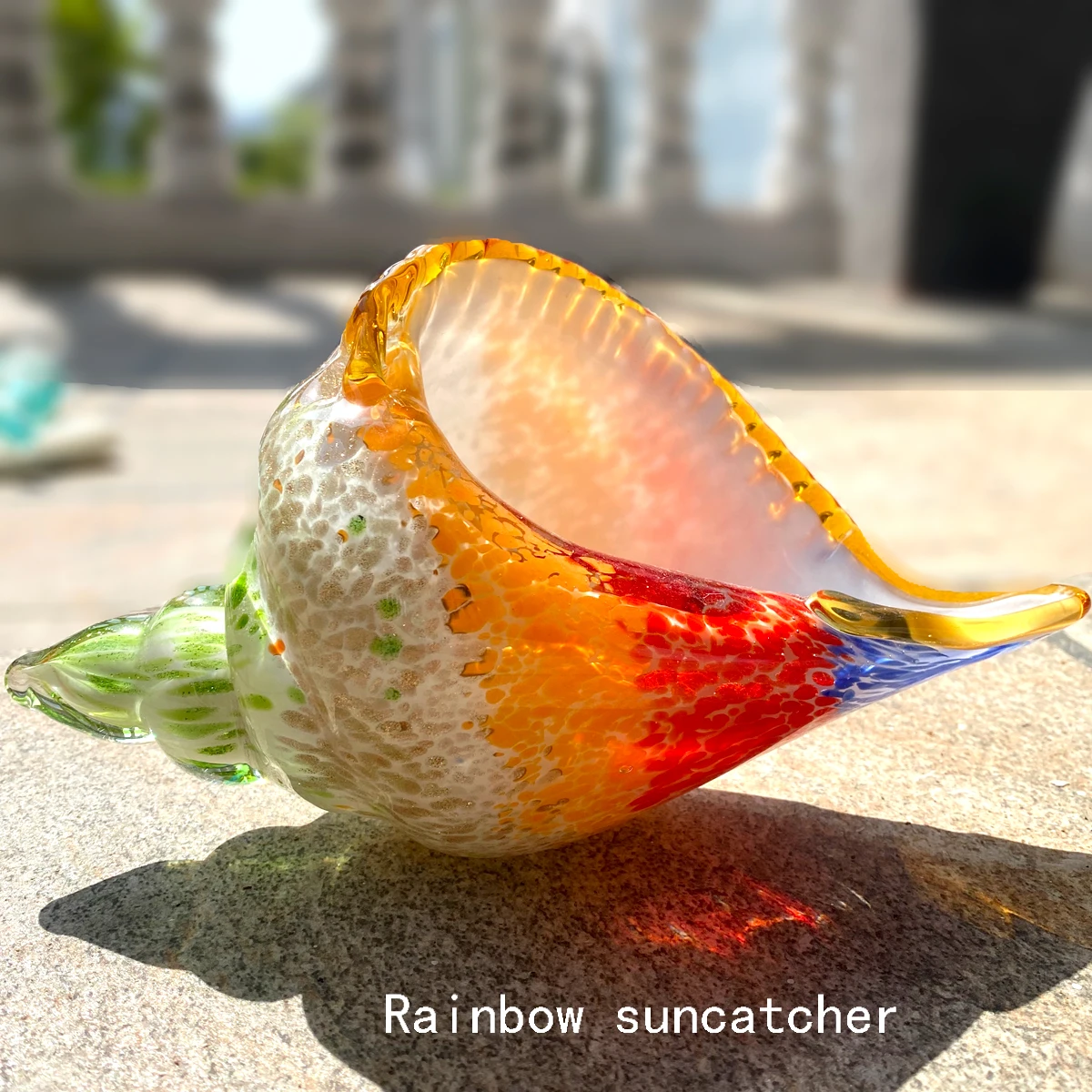 

Hand Blown Glass Seashell Conch Figurines Sculpture Fish Tank Home Table Decor Ocean Multicolor Nautical Craft Christmas Gift