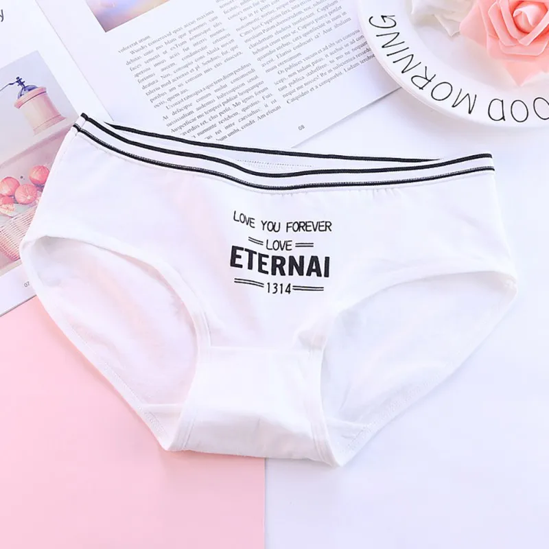 Net Red Fashion Ladies Underwear Cotton Chinese Print Women's Mid-Waist Panties Breathable | Женская одежда