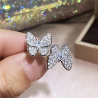 new butterfly ring silver open adjustable finger fashion popular temperament sweet romantic female jewelry wedding gift