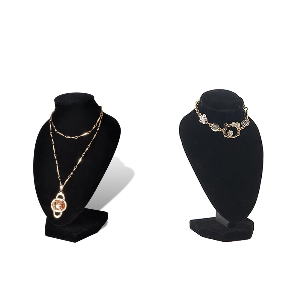 

2x Home Velvet Necklace Bust Jewelry Pendant Rack Display Stands Holder