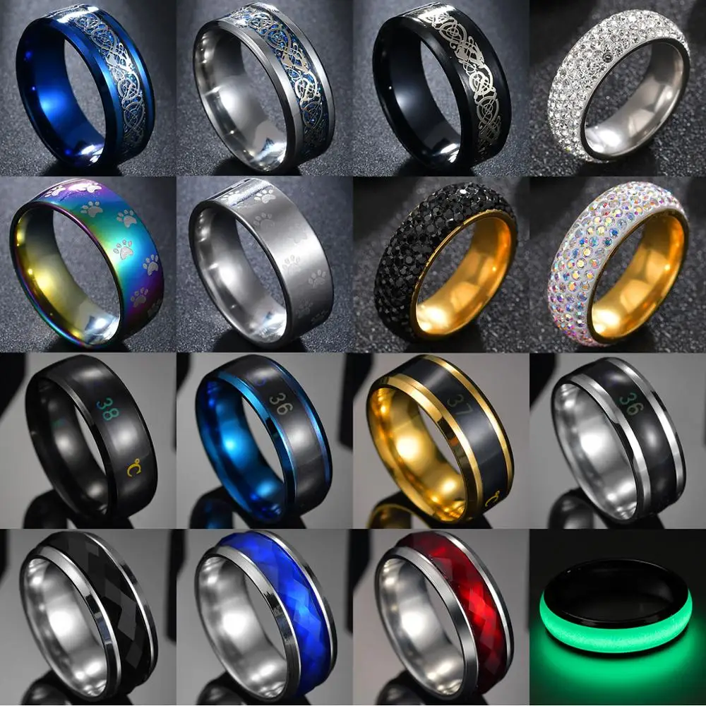 Температура кольцо Титан Сталь настроение чувства эмоции интеллигентая (ый)