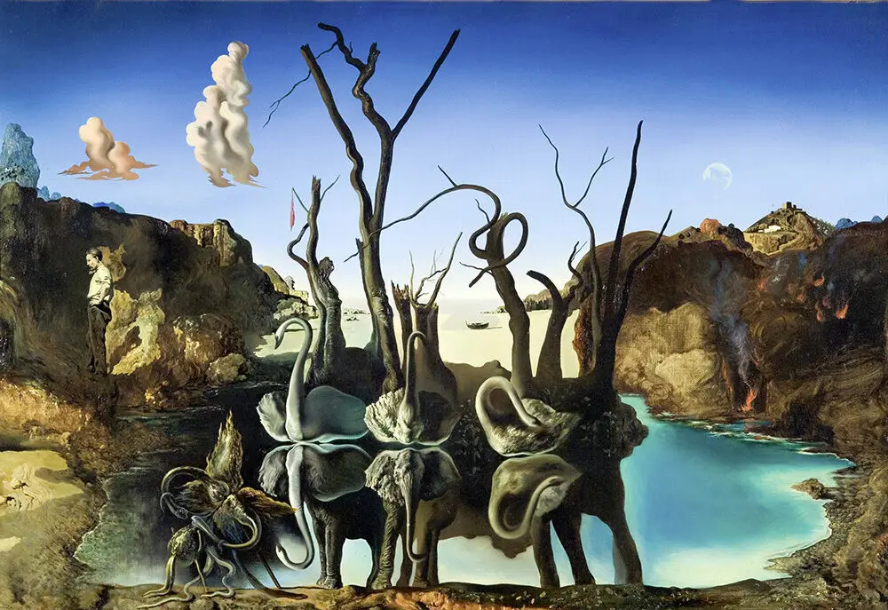 

Salvador Dali Swans reflecting in elephants oil paintings canvas Prints Wall Art For Living Room Bedroom Decor