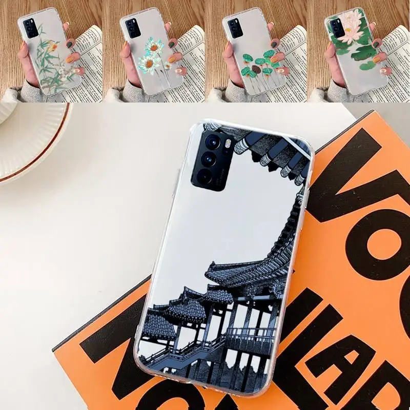

Chinese Style Ancient poems Phone Case Transparent For oppo A57 A93 A73 A59 A55 A72 A77 A79 A83 A91 A92 A11 F9 A53 A52 S