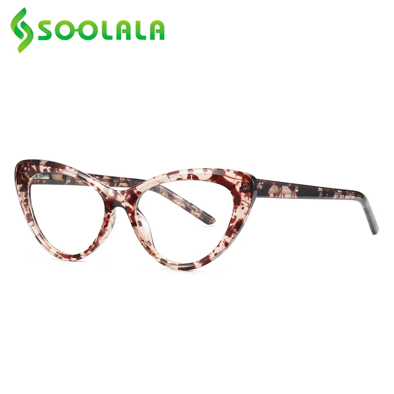 

SOOLALA TR90 Spring Hinged Cat Eye Blue Light Blocking Reading Glasses Women Presbyopia Eyeglasses Reader Reading Glasses