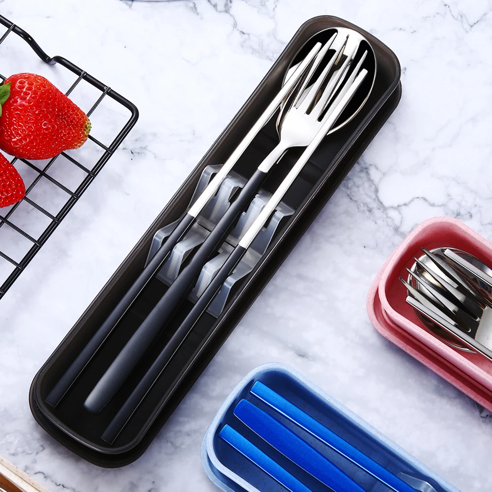 Набор посуды из нержавеющей стали портативный дорожный набор столовых приборов