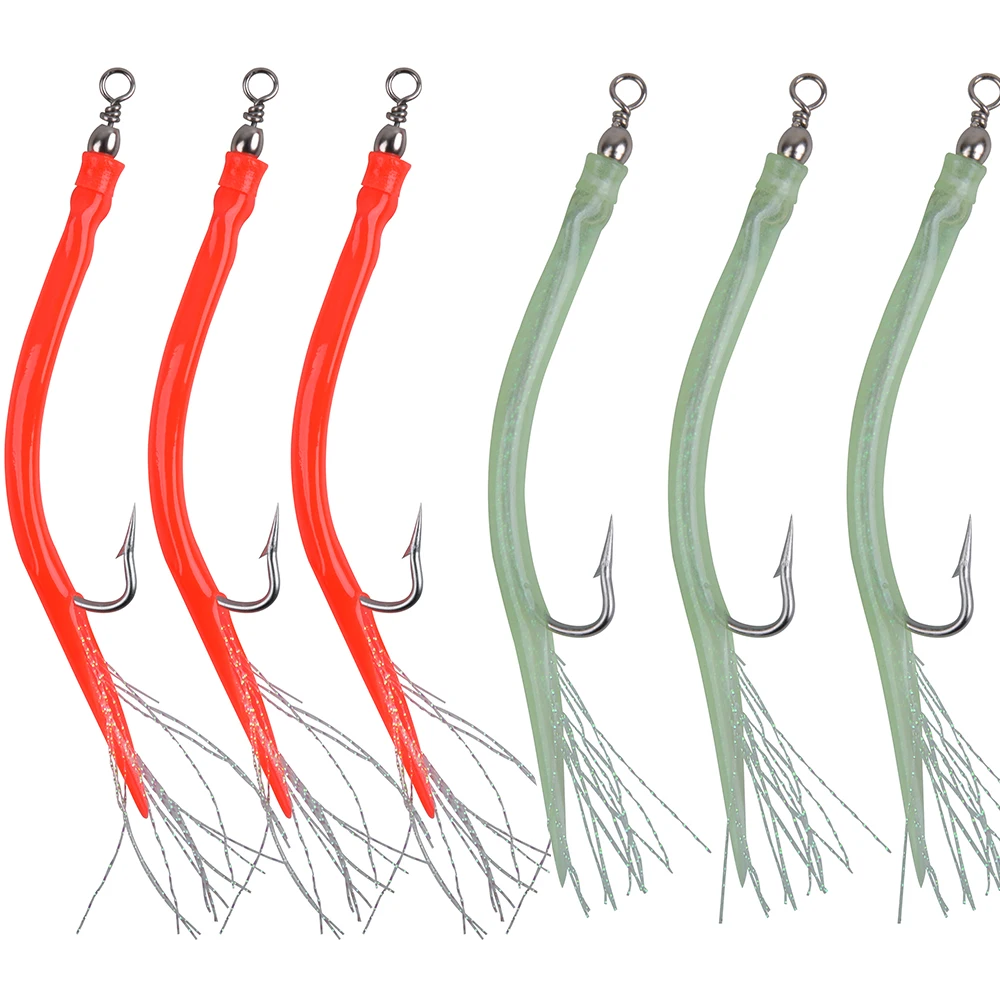 20pcs Barbed Octopus Hook Fishing Hooks With Rolling Swivel And Thread Feather 2021 Fishing Tackle Accept Dropshipping