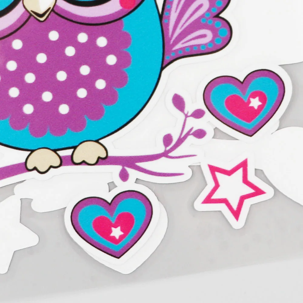 

YJZT 14CM14CM The Beautiful Owl Stood On The Branch PVC Decal Stars Car Sticker 11B-0391